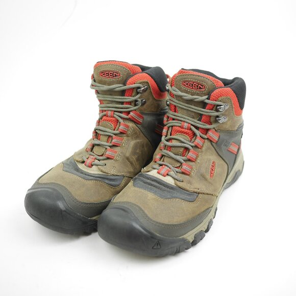 KEEN Men's 11 E- Brown Leather & Rubber Hiking Trail Boots Water Resistant - Picture 1 of 13